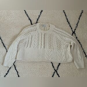 Zara Cropped Knit Sweater Ecru Size S
